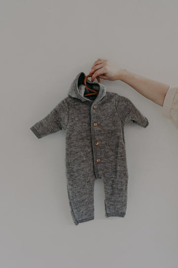 Wollen onesie - Light grey Mélange - Engel Natur